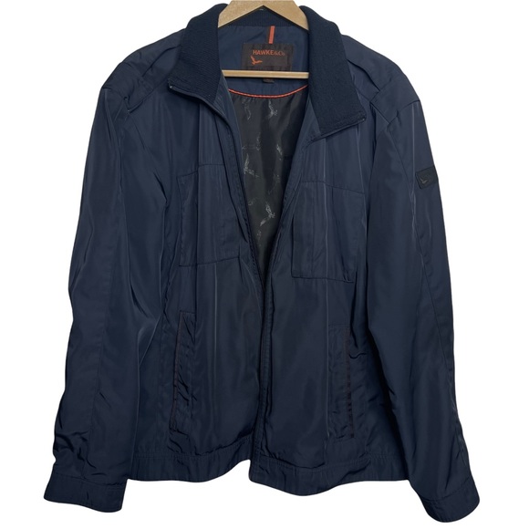 Hawke & Co Solid Navy Blue Long Sleeve Zip Front Windbreaker Jacket XL - Picture 1 of 5